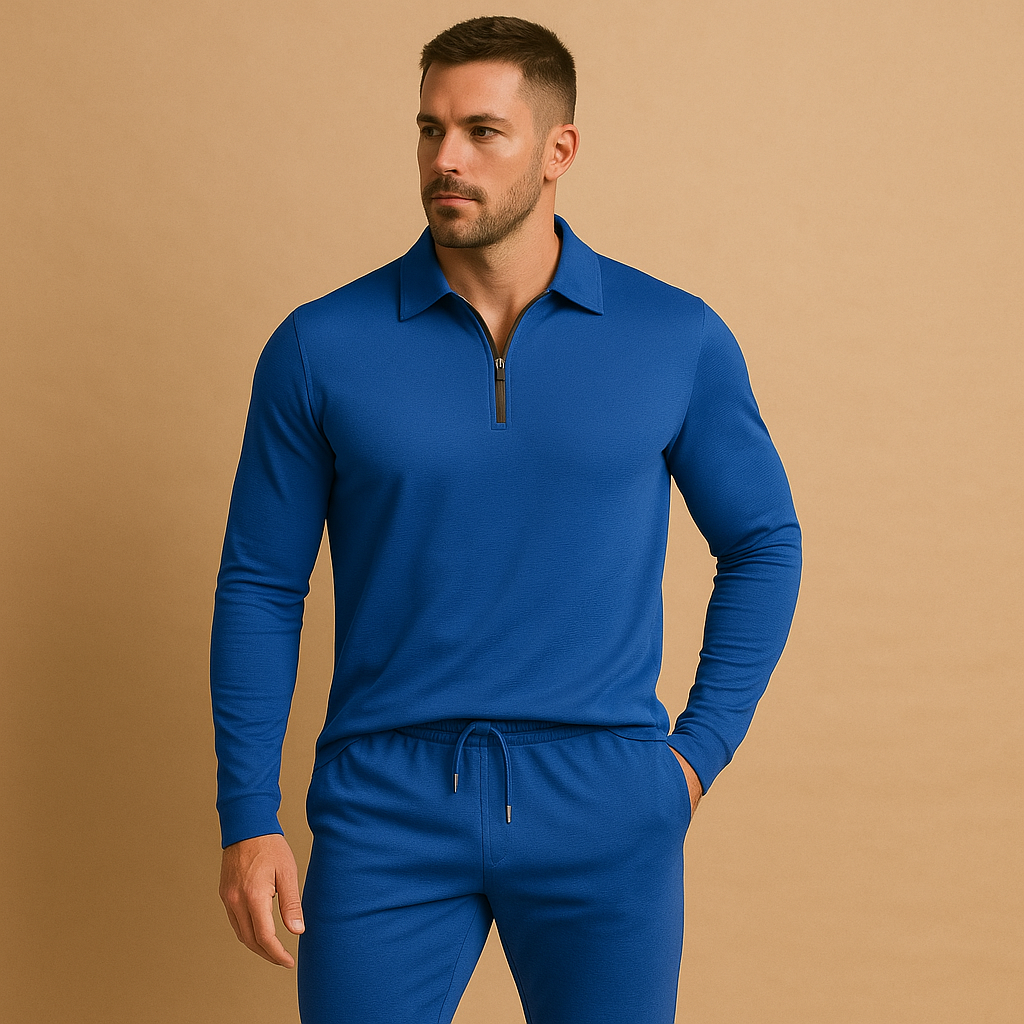Moderne heren tracksuit met rits en tapered broek | Rens