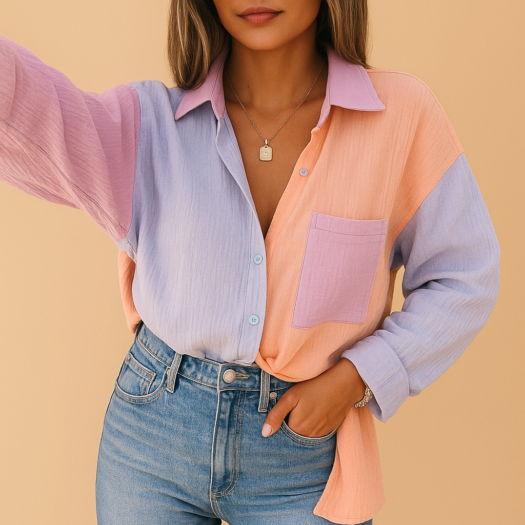 Patchwork blouse in luchtige stijl voor dames | Lotte