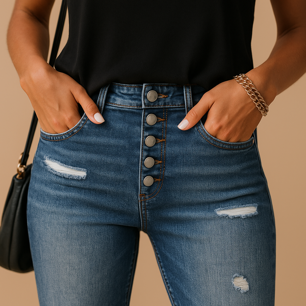 Slim fit ripped jeans voor dames | Mila