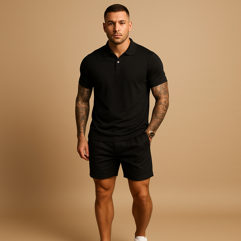 Streetwear set met overhemd en short voor heren | Bram