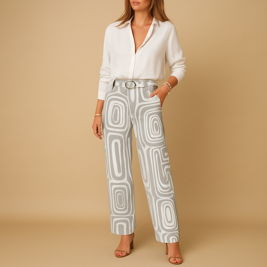 Tijdloze dames set met lange mouwen blouse en broek | Hannelore