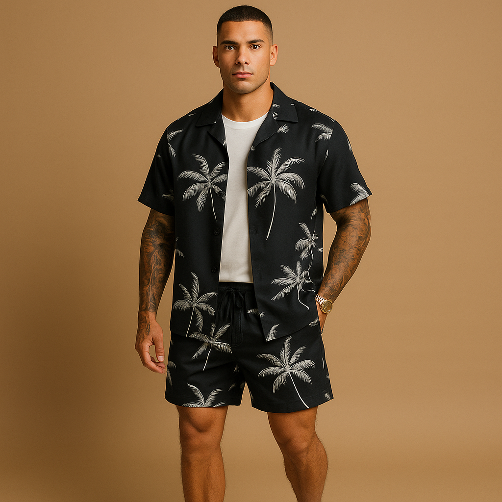 Tropisch zomersetje met palmbomenprint voor heren | Koen