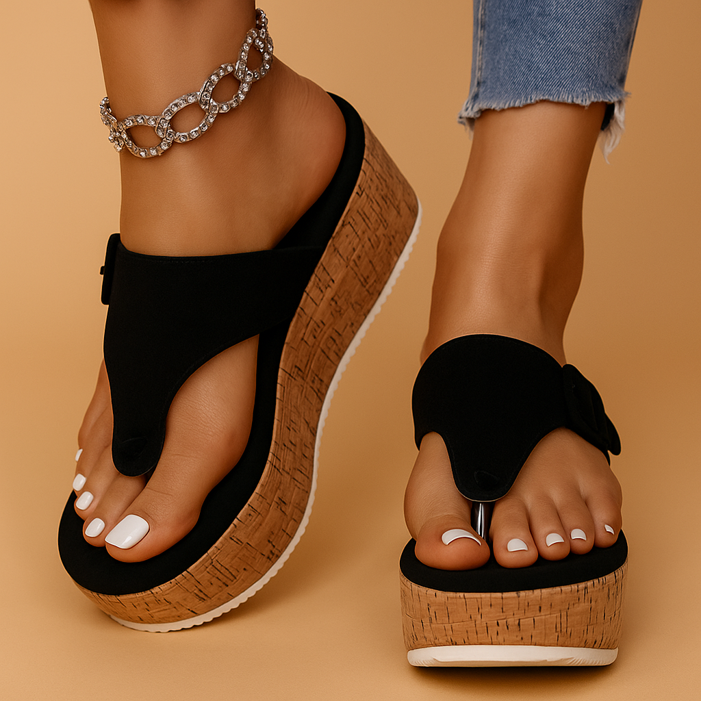 Verhoogde comfort sandalen met platformzool voor dames | Elina