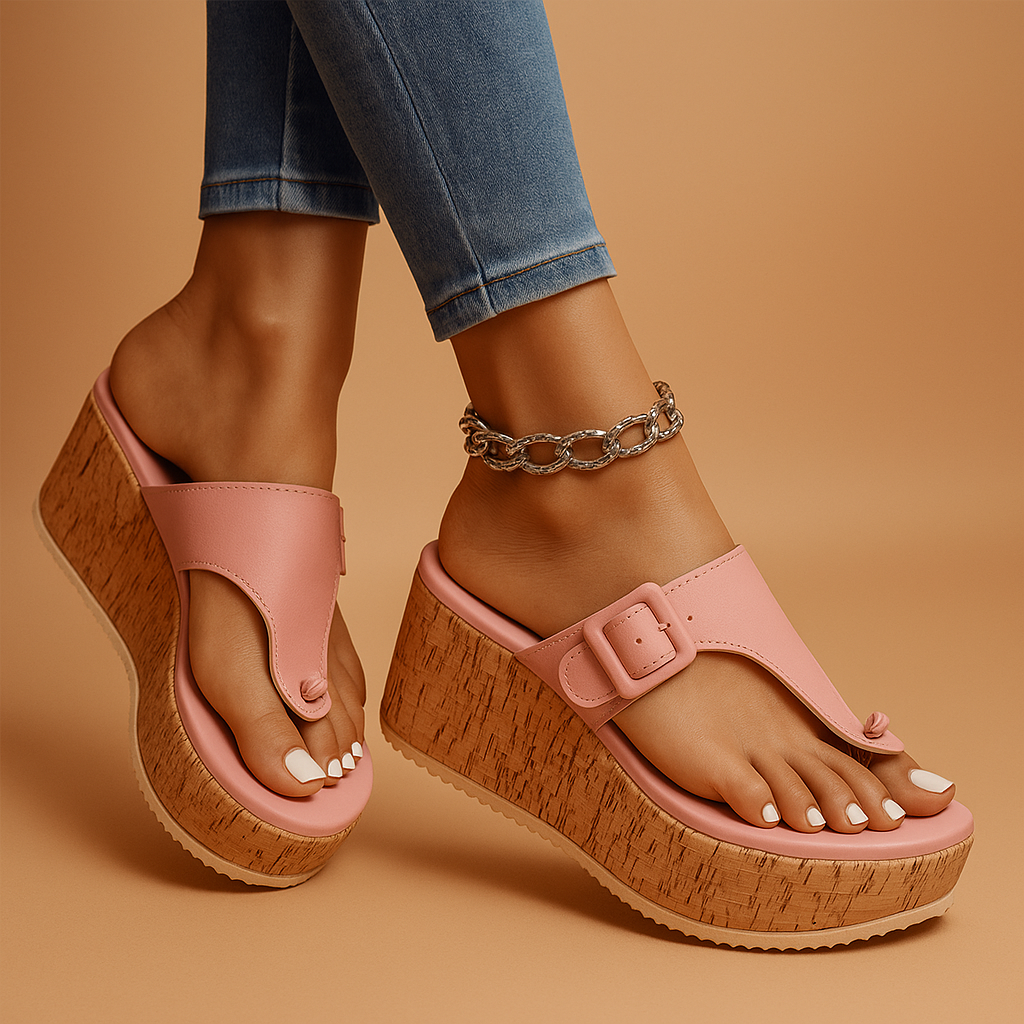 Verhoogde comfort sandalen met platformzool voor dames | Elina