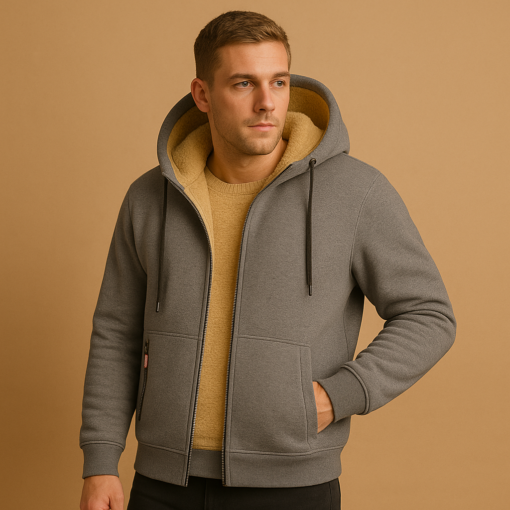Warme hoodie met rits en capuchon voor heren | Koen