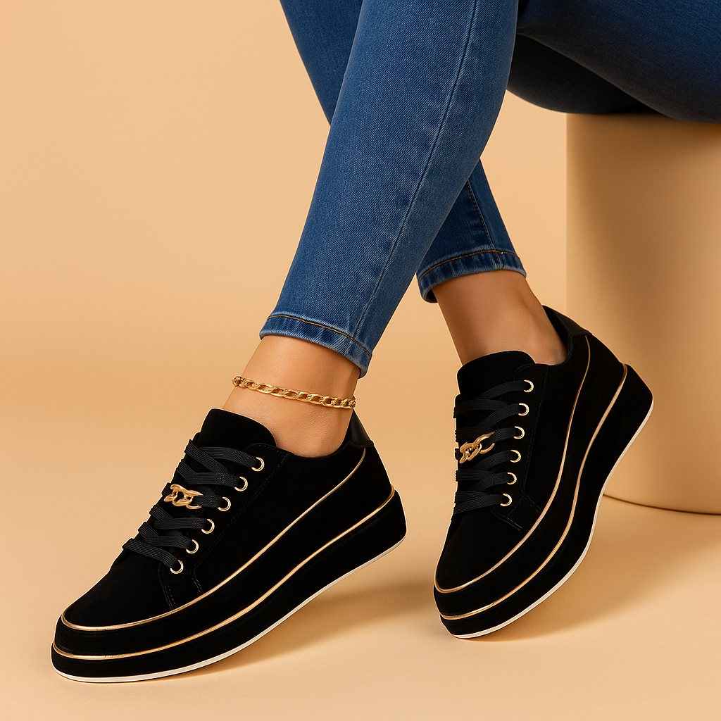 Witte sneakers met gouden detail voor dames | Fleur